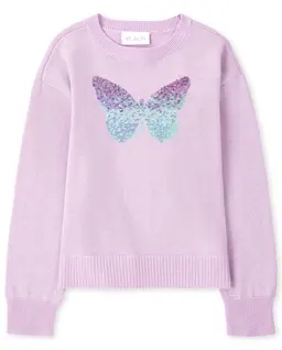 Suéter con mariposa y lentejuelas para niñas