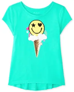 Girls Flip Sequin High Low Top