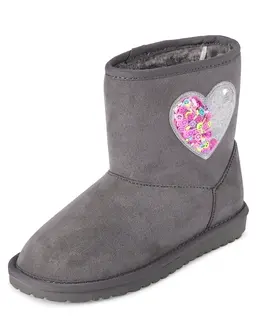 Girls Shakey Heart Faux Suede Boots