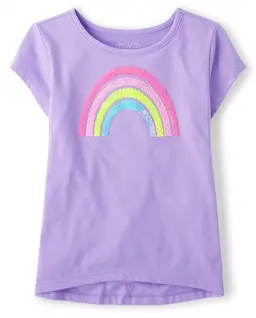 Top asimétrico con estampado de lentejuelas y volteo para niñas