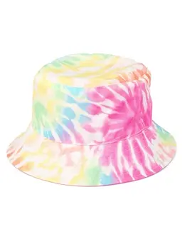 Girls Rainbow Tie Dye Reversible Bucket Hat