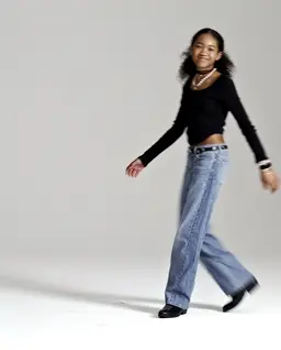 Girls Contrast Inset Wide Leg Jeans
