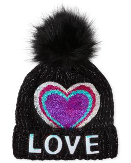 Girls Sequin Pom Pom Beanie  The Children's Place - MISTY MAUVE