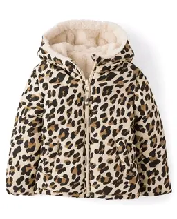 Toddler Girls Leopard Faux Fur Reversible Jacket