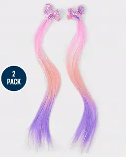 Lot de 2 extensions de cheveux à clips en forme de cœur pour filles