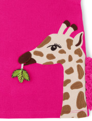 Girls Applique Giraffe Tassel Top - Summer Safari