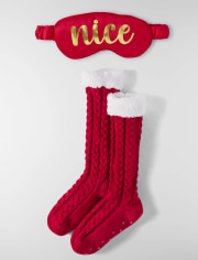 Womens Reversible Naughty Nice 2-Piece Accessory Set