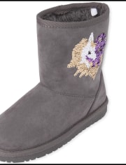 girls flip sequin boots