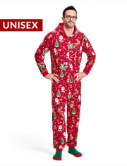 Unisex Adult Matching Family Dear Santa Fleece One Piece Pajamas