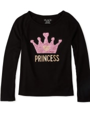 Top con corona de princesa y lentejuelas para niñas