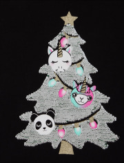 Girls Flip Sequin Christmas Unicorn Top