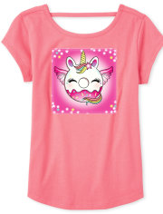 Girls Lenticular Pandacorn Donut Cut Out Top