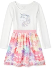 Girls Flip Sequin Knit To Woven Dress