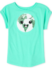 Girls Flip Sequin Love Pineapple Top