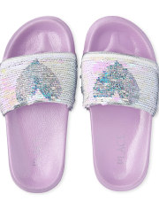 Girls Flip Sequin Heart Slides