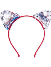Girls Americana Flip Sequin Cat Ears Headband