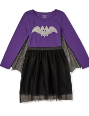 Vestido de punto a tejido con diseño de murciélago y lentejuelas de Halloween para niñas