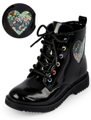 Girls Shakey Heart Lace Up Booties