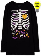 Mommy And Me Halloween Glow Candy Skeleton Camiseta gráfica a juego para mujer