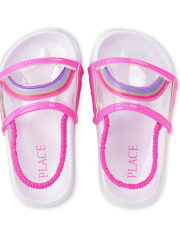 Chanclas transparentes con diseño de arcoíris para niñas pequeñas