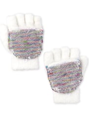 Guantes con parte superior de lentejuelas para niñas