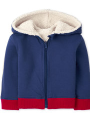 Baby And Toddler Boys Reversible Sherpa Zip Up Hoodie