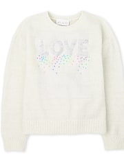 Pull Love à sequins retournés pour fille