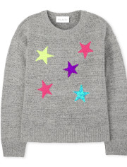 Suéter de estrella de lentejuelas con solapa para niñas