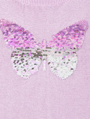 Suéter con mariposa y lentejuelas para niñas