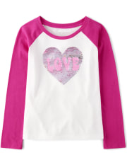 Top raglán Love con lentejuelas Flip para niñas