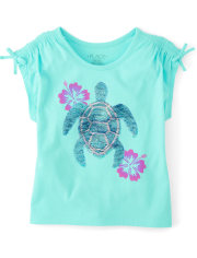 Girls Flip Sequin Turtle Cinch Sleeve Top