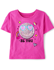 Girls Flip Sequin Graphic Boxy Top