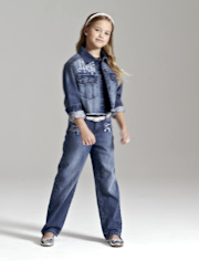 Girls Studded Slouchy Jeans