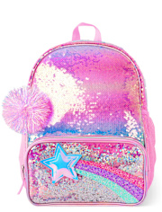 Girls Rainbow Sequin Shakey Star Backpack 2-Piece Set