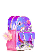 Girls Holographic Shakey Happy Face Backpack 2-Piece Set