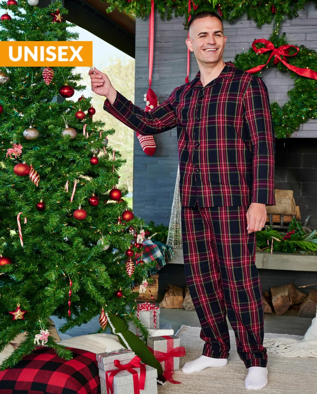 Pijama de 2 piezas de franela a cuadros unisex para adultos - Gymmies