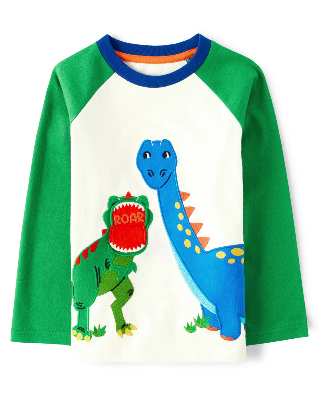 Boys Embroidered Dino Raglan Top - Dino-Mite