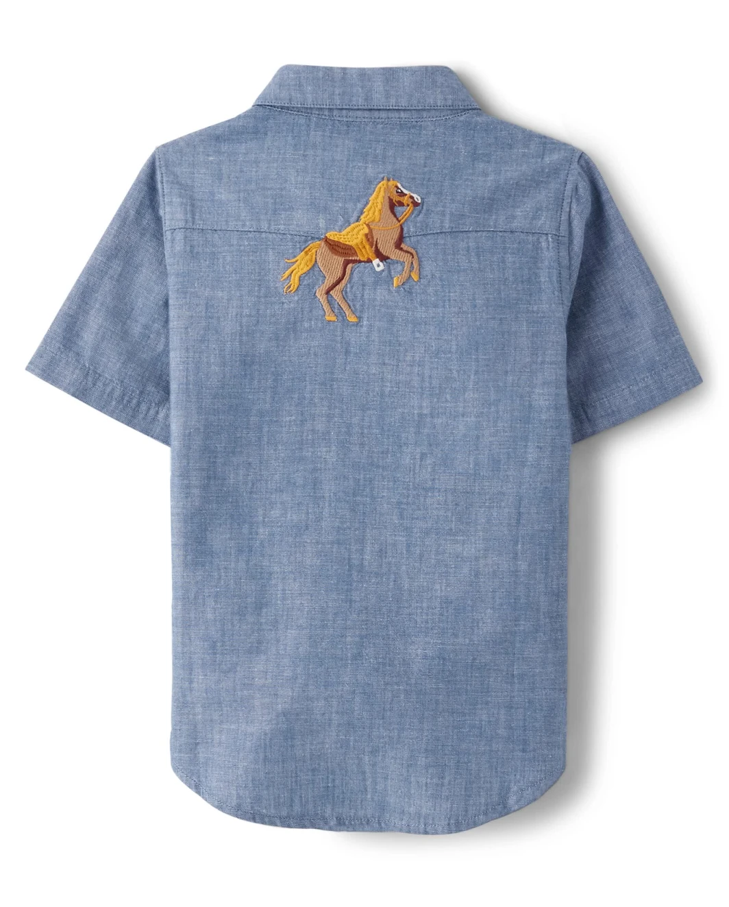 Camisa con broche frontal de cambray con caballo bordado para niños - Country Trail