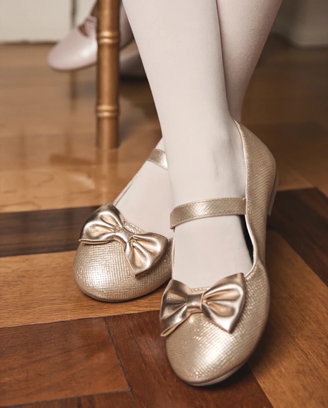 Ballerines à nœud scintillant pour filles - Noël royal