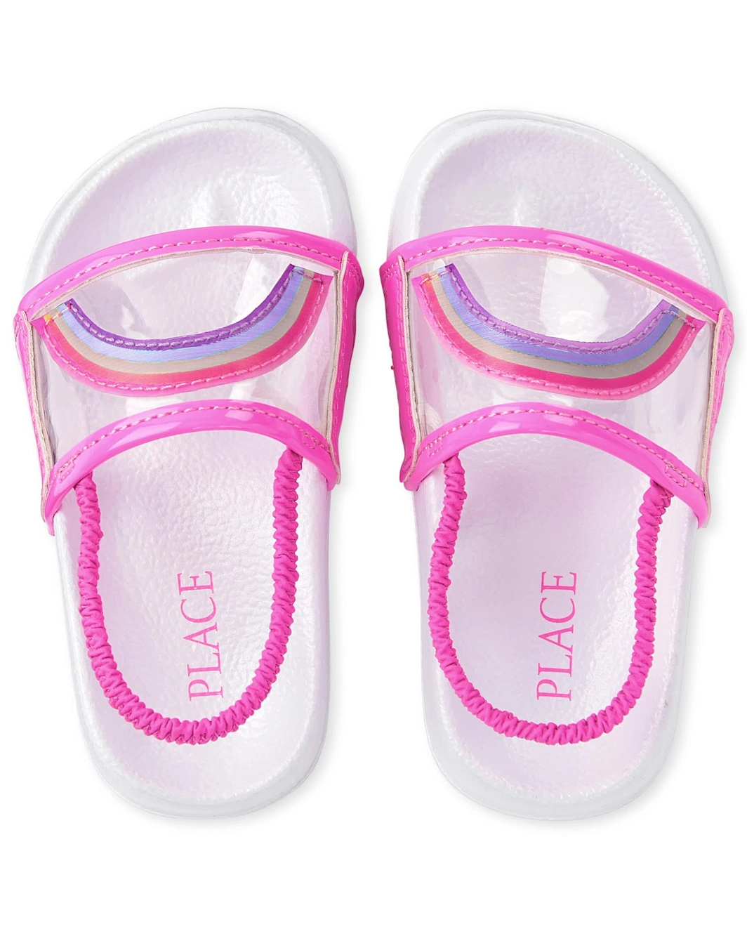 Chanclas transparentes con diseño de arcoíris para niñas pequeñas