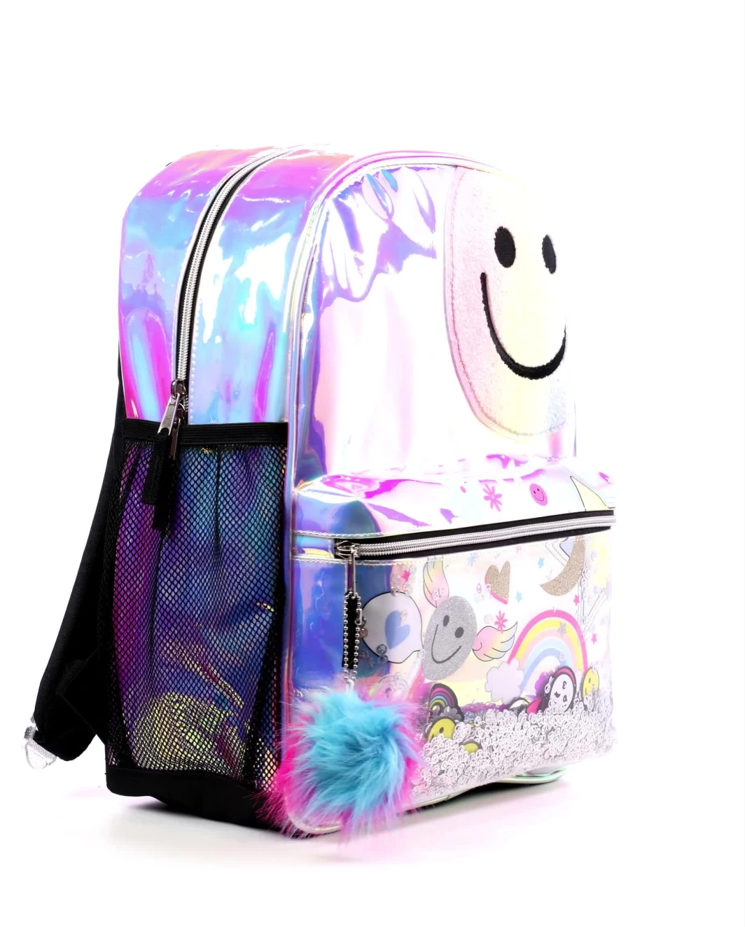 Mochila holográfica Shakey Happy Face para niñas