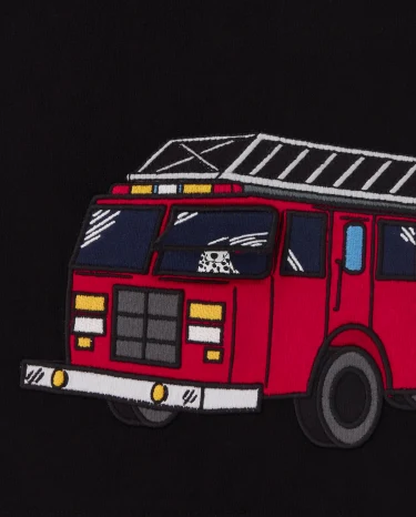 Camiseta de camión de bomberos bordada para niños - Jefe de bomberos