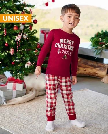 Pijama unisex de 2 piezas de algodón Merry Christmas - Gymmies