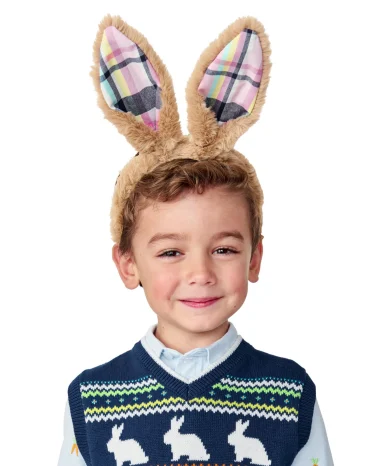 Unisex Plaid Bunny Ears Headband - Spring Celebrations