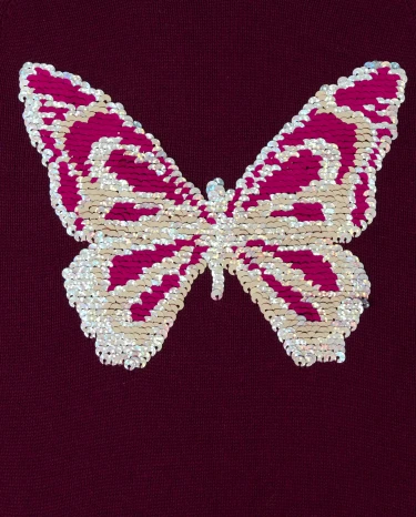 Girls Flip Sequin Butterfly Sweater Dress