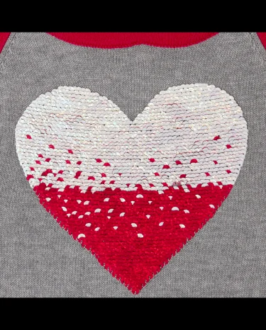 Girls Flip Sequin Heart Sweater Dress