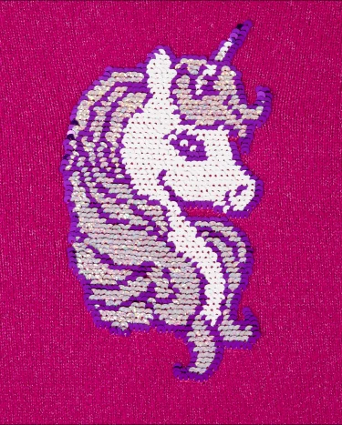 Pull licorne à paillettes et rabat pour fille