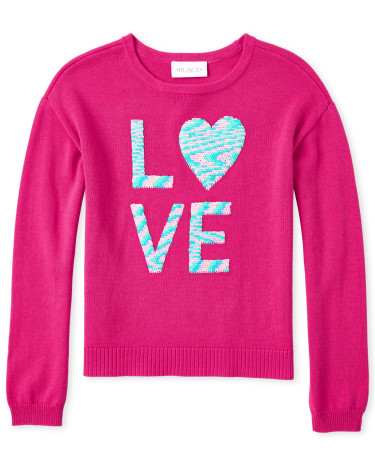 The Childrens Place Big Girls Long Sleeve Sequin Knit 