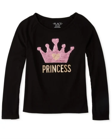 Top con corona de princesa y lentejuelas para niñas