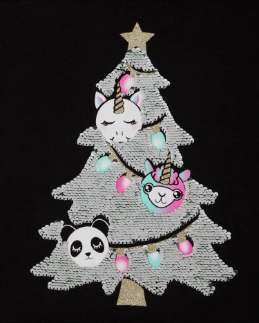 Girls Flip Sequin Christmas Unicorn Top